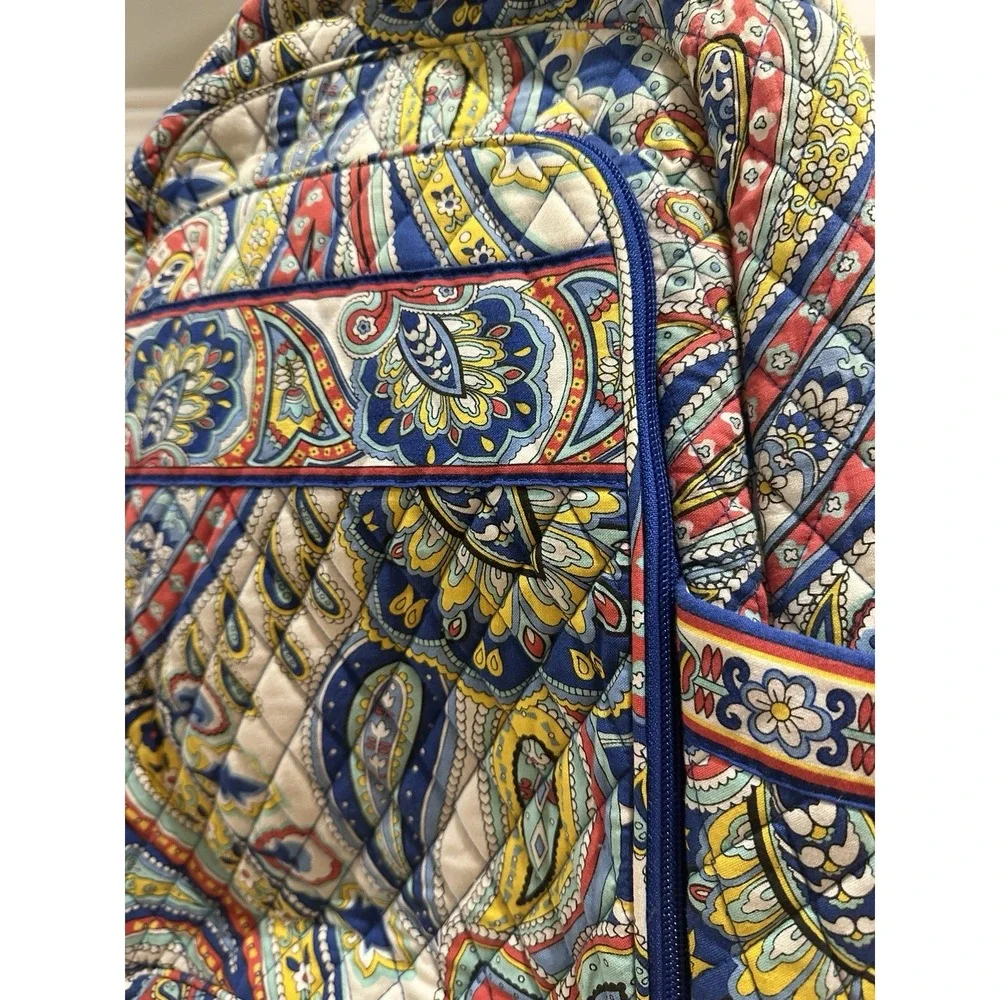 Vera Bradley Marina Paisley Full Size Backpack Retired Quilted Cotton Laptop Bag